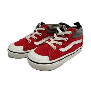 Vans Kids Red and White High-Top Canvas Sneakers